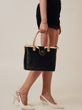 Culge Chicago "The Loop" Monogram Tote – Midnight Noir & Cream