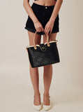Culge Chicago "The Loop" Monogram Tote – Midnight Noir & Cream