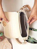 Culge Chicago "The Michigan Ave" Croc Baguette – Alabaster Gold
