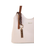 Culge Chicago "The Magnificent" Sculpted Shoulder Satchel – Alabaster Ivory & Soft Saddle