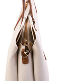 Culge Chicago "The Magnificent" Sculpted Shoulder Satchel – Alabaster Ivory & Soft Saddle