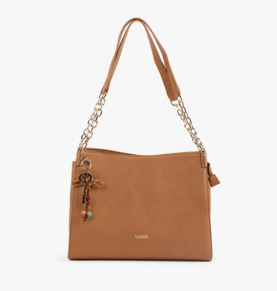 Culge Chicago "The Riverwalk" Slouchy Chain Shoulder Bag – Desert Caramel