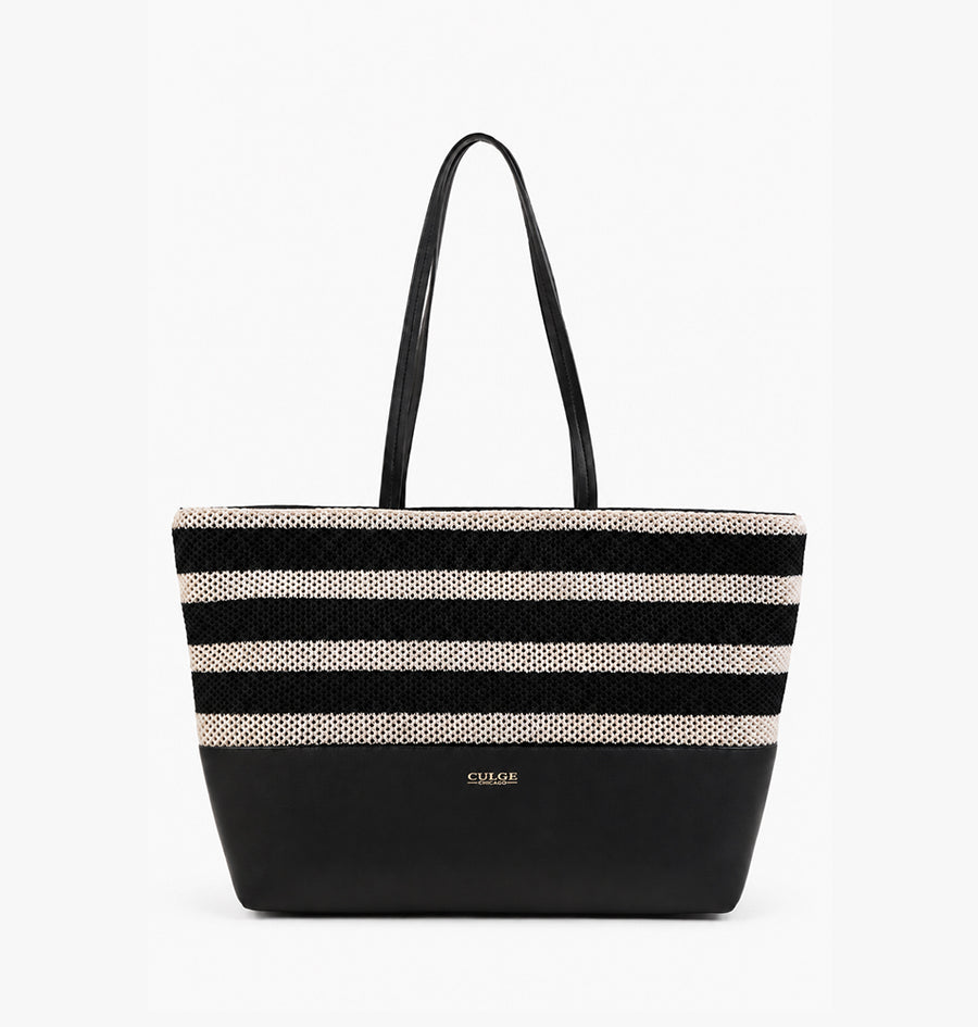 Culge Chicago "The Lake Shore" Mixed-Media Tote – Onyx & Cream