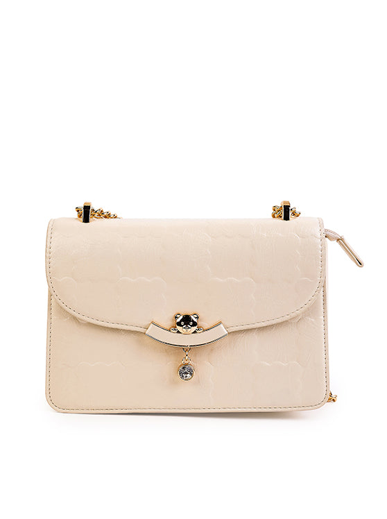 Culge Chicago "The Gold Coast" Romantic Flap Sling – Cream Gloss
