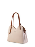 Culge Chicago "The Magnificent" Sculpted Shoulder Satchel – Alabaster Ivory & Soft Saddle