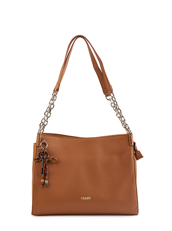 Culge Chicago "The Riverwalk" Slouchy Chain Shoulder Bag – Desert Caramel